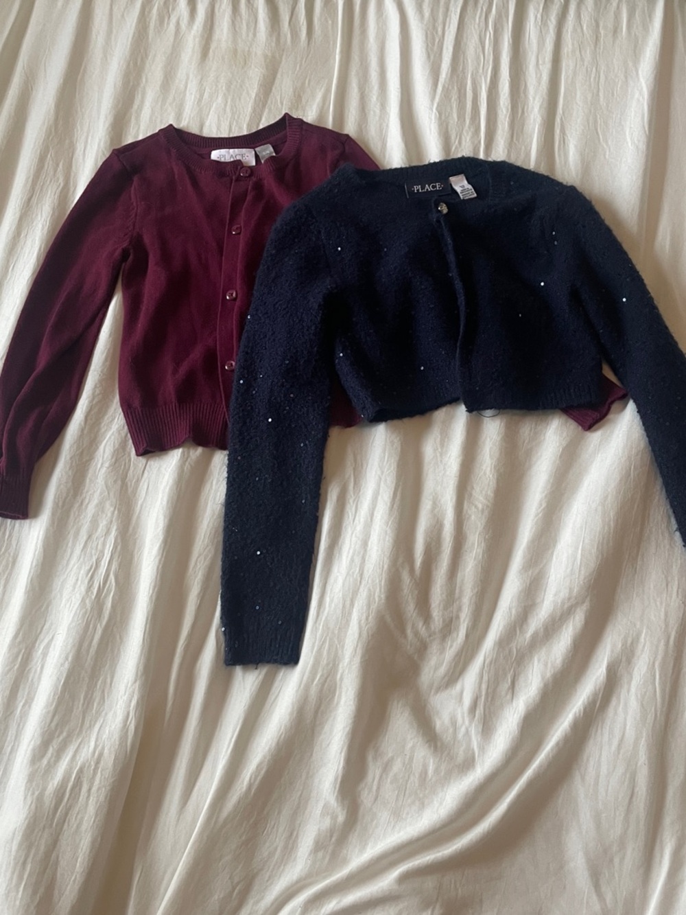 Children’s Place Girls Maroon Cardigan & Navy Sequin Cropped Cardigan Set
